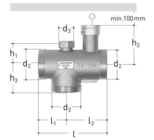 JRGUMAT Thermostatic mixing valve gunmetal