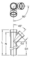 Double Branch Wye 90&ordm; Corner Connector - Street (S x S x S x SPG)