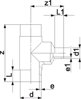 ELGEF Plus Tee 90° reduced PE100 d25-400mm / SDR11 / Welded reducer / Long version