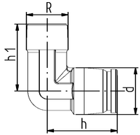 Transition elbow module male thread