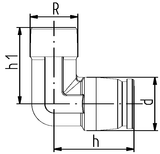 Transition elbow module male thread