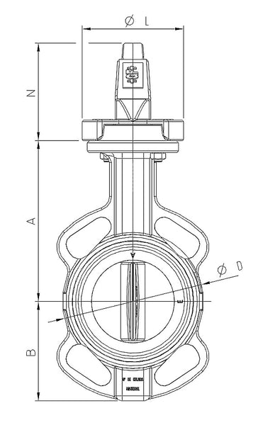 Metal - butterfly valve type 039 With hand lever Disc: ductile iron/Rilsan&reg; coated