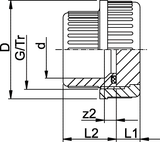 Union with union end blank PVC-U metric