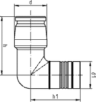 Elbow module 90° with pipe outline