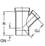 Reducing Branch Wye 45° - Street (S x S x SPG)