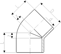 Elbow 45°, ABS metric