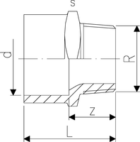 Adapter bush equal PVC metric R