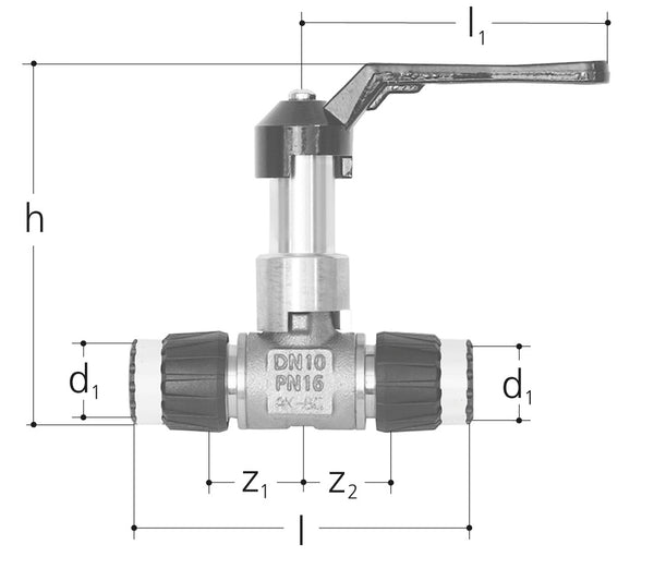 JRG Sanipex MT Ball valve with spindle extension, PN 10