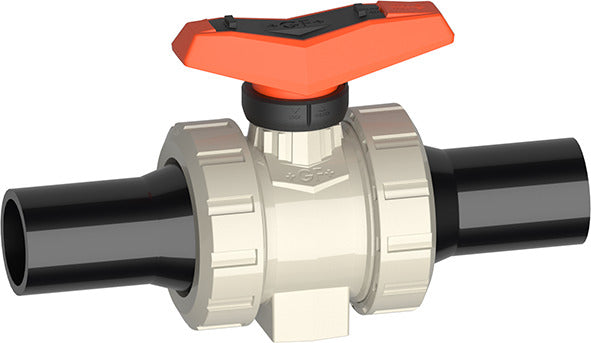 ecoFIT Ball valve type 546 Pro PP-H With butt fusion spigots long PE100 SDR11 metric