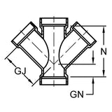 Double Branch Wye 45° (S x S x S x S)