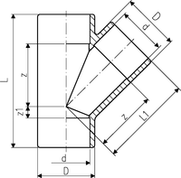 Tee 45° CPVC metric