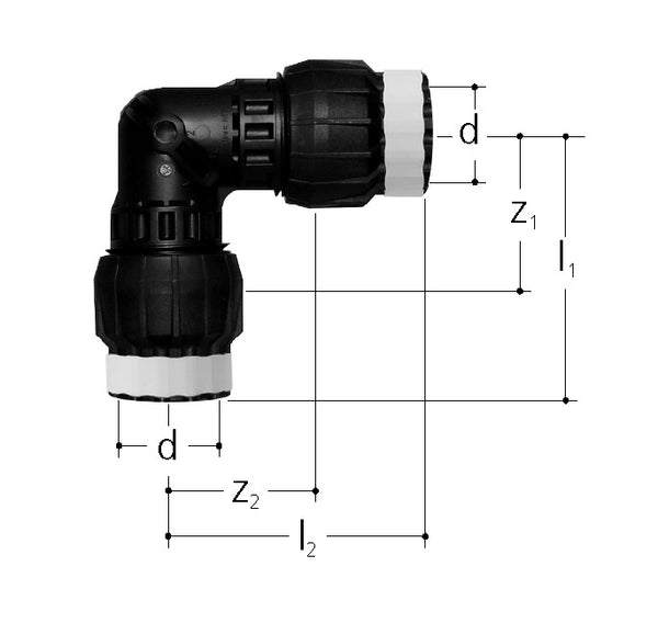 Elbow 90° (Plastic, Inner Lining PPSU, Cover PA)