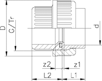 Union for solvent cement joining, PVC metric