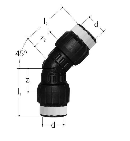 Elbow 45° (Plastic, Inner Lining PPSU, Cover PA)