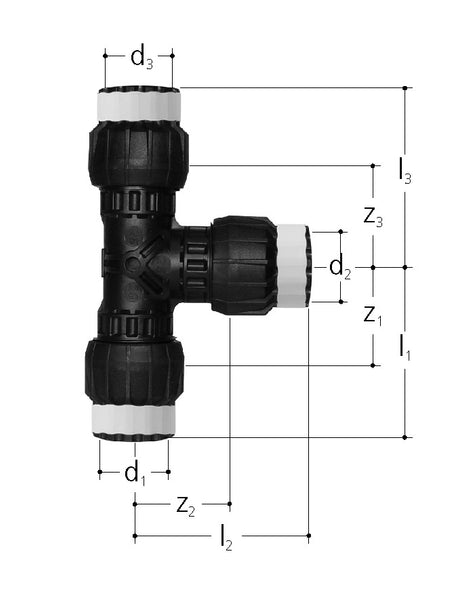 Tee (Plastic, d16-d16-d16 to d63-d63-d63)