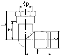 Transition elbow module female thread