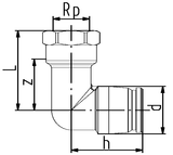 Transition elbow module female thread