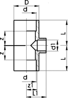 Reducing Tee 90°, ABS metric