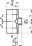 Reducing Tee 90°, ABS metric